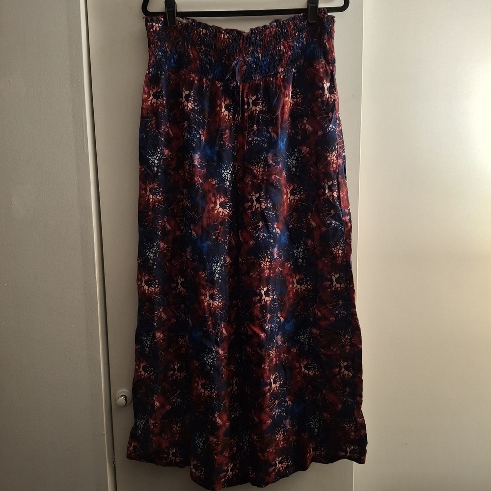 Moomaya Women's Wide Leg Floral Pants - Red and Blue